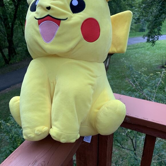 Pokemon Pikachu Plush 18" Tall Toy Stuffed Animal Red Cheeks Tongue Out Yellow - Picture 6 of 14